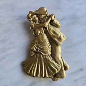 Vintage dancing couple pin brooch renoir Bougival museum of fine art signed MFA
